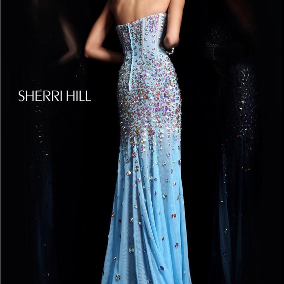 New Sherri Hill Light Blue Dress Sz 6 Prom Dance Lux Dress - Picture 4 of 9